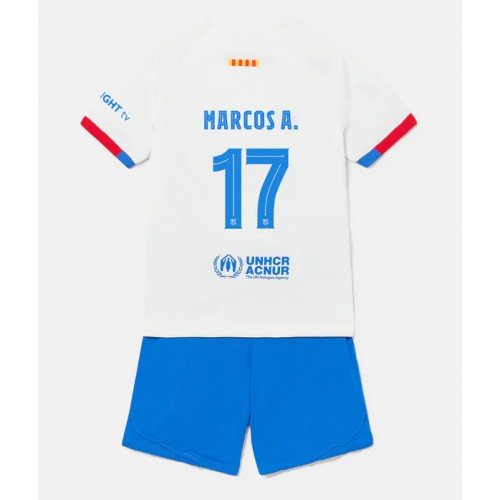 Fotballdrakt Barn Barcelona Marcos Alonso #17 Bortedraktsett 2023-24 Kortermet (+ Korte bukser)